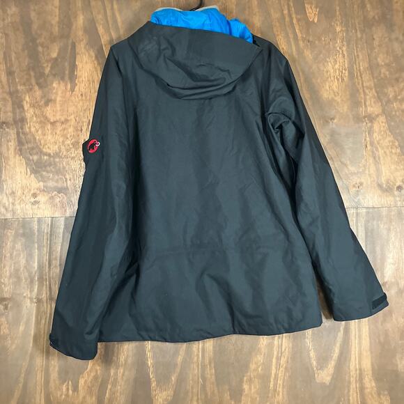 Mammut Mens Jacket Black Blue Drytech Outdoor Hooded Full Zip Waterproof Large - Picture 11 of 13